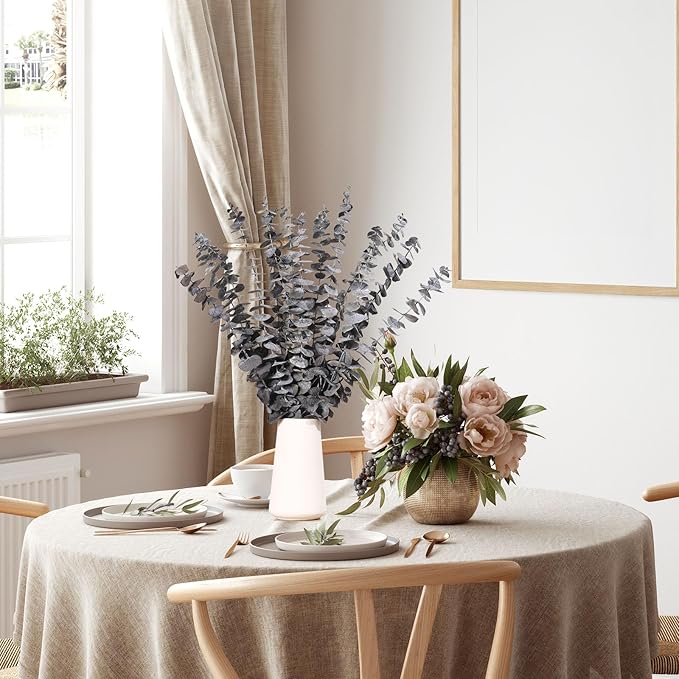 16 Pcs Dried Eucalyptus Stems, 17'' Natural Eucalyptus Leaves Branches Hanging for Shower, Preserved Real Black Plant Live Greenery for Home SPA Wall Bathroom Wedding Party Vase Decor