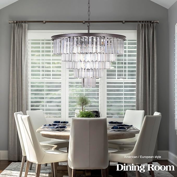 Modern Crystal Chandelier - Luxury 5-Tier Contemporary Pendant Ceiling Lamp Fixture for Dining Room, Living Room, Hotel - Oil Rubbed Bronze Finish