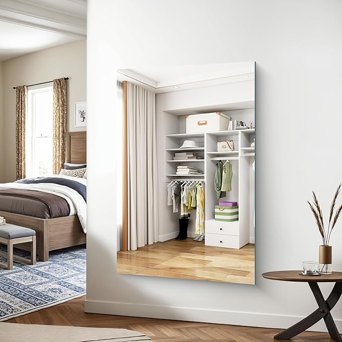 KOCUUY Large Frameless Mirror, 55x36 Inch Rectangle Bathroom Vanity Mirror for Over Sink, Upgraded Shatterproof Unframed Design for Bedroom, Living Room, Entryway