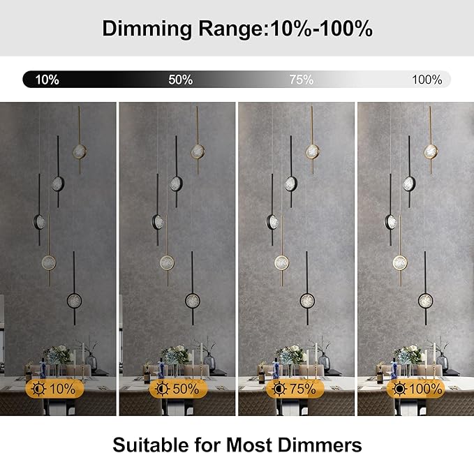 Modern Crystal Bubble Pendant Lights Kitchen Island,Exclusive 2025 New Model, 3000-6000K Dimmable Gold and Black Chandeliers for Dining Room, Kitchen, Living Room, Bedroom, Office (15W)