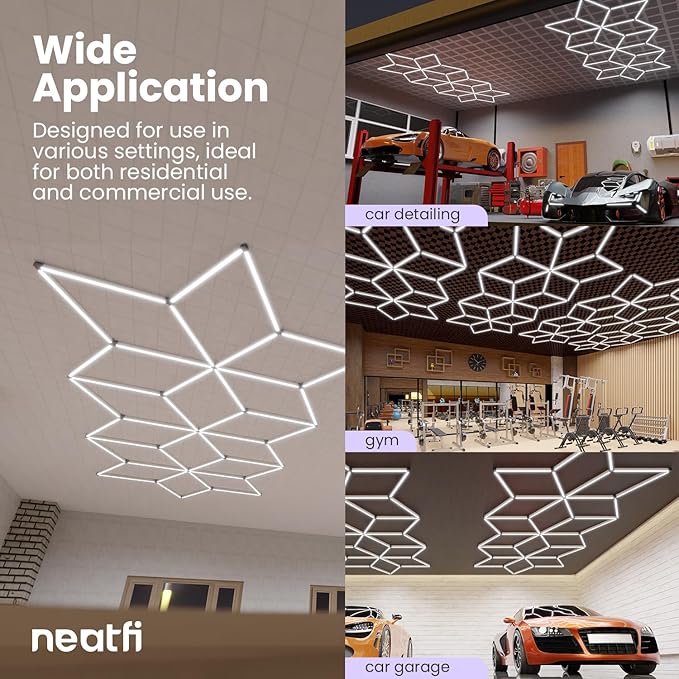Neatfi Modern LED Garage Light, 36,120 Lumens, 361.2W, 6500K, IP54 Rated, Ceiling Lighting for Car Detailing, Auto Shops, Workshops, and Gyms (Snowflake Pattern, Cool White)
