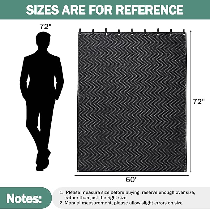 MABOZOO Studio Sound Blanket, Large Soundproof Blanket with Grommets, Heavy Duty Sound Dampening Noise Reducing Divider for Workshop, Basement, Laundry, Acoustic (Black, 60 * 72)