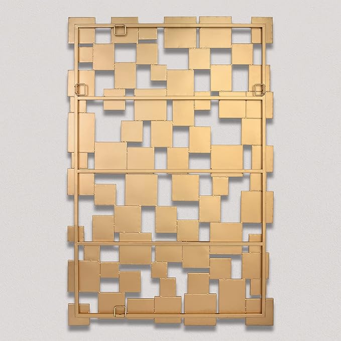 Large Modern Accent Wall Mirror for Living Room Gold 45×30 Inch Metal Framed Decorative Mirror for Entryway Bedroom Home Decor