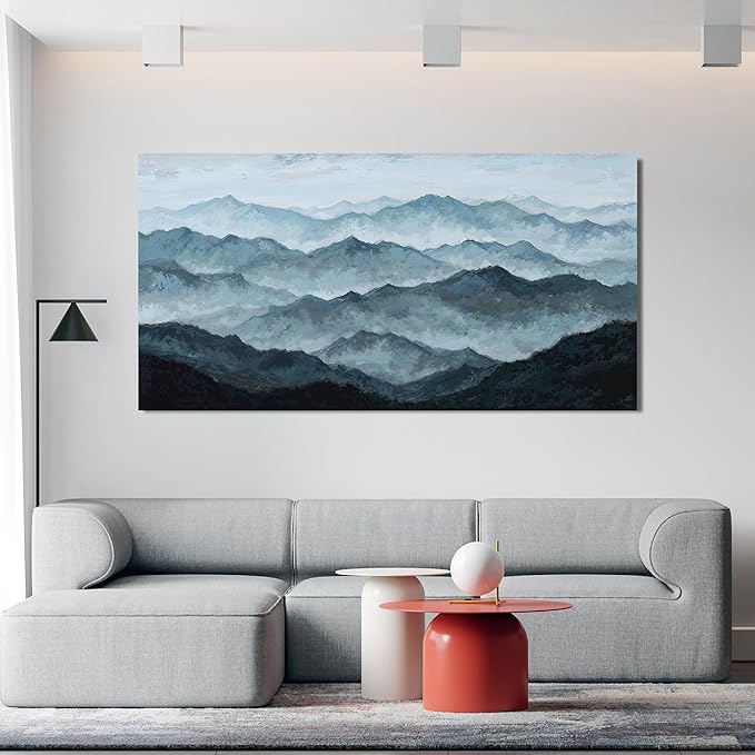 Abstract Wall Decor Modern Canvas Wall Art Large Abstract Wall Art for Living Room Grey Green Mountain Modern Home Artwork Prints Canvas Wall Decorations on Bedroom Ready to Hang Size 29"X58"