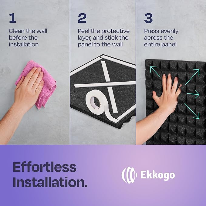 18-Pack Sound Proof Foam Panels for Walls 12X12X2 Acoustic Panels Pyramid Style Sound Panels for Studio and Home Noise Reduction with Vibredux HD