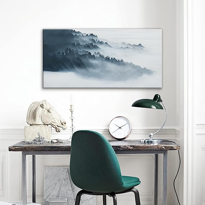 Abstract Wall Art Decor Grunge Room Black Grey Canvas Art Wall Decoration 20" X 40"Painting Bathroom Wall Art Home Office Artwork Ready To Hang