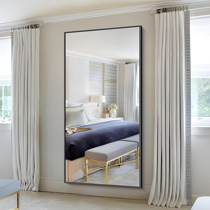 KOCUUY Black Bathroom Mirrors for Wall, 72x36 Large Rectangle Mirrors for Bathroom Sink, Oversized Wall Mirror Black Metal Framed Decor for Living Room, Farmhouse, Entryway, Hang Horizontal/Vertical