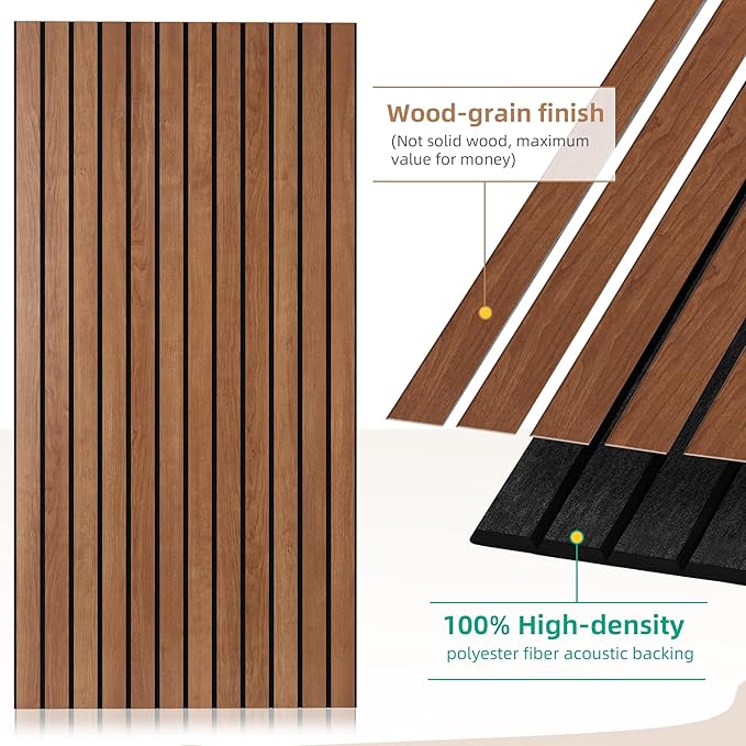 10 Pack Acoustic Panels Sound Absorbing, 47.2”x23.6” Sound Dampening Panels, Decorative Soundproof Wall Panels with Simulated Wood Grain Finish, for Office,Home Theater,Studio,Living Room, Cherry