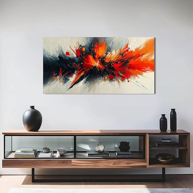 Canvas Wall Art Decor Abstract Black and White Wall Art Decorations Art Work for Wall Decor Wall Art Pictures for Living Room Modern Red Wall Art Prints Artwork for Walls Home Office Decor 20" X 40"