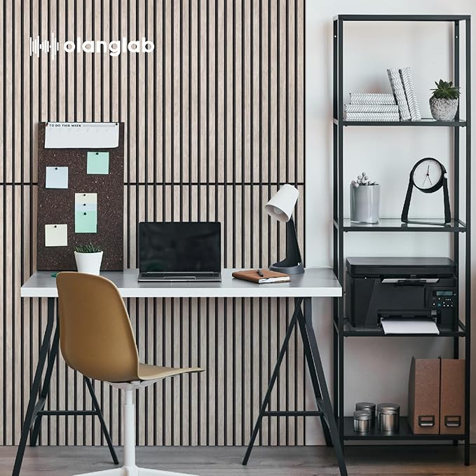 Olanglab Wood Veneer Acoustic Wall Panels 6 Pack, 23.6"×47.2" Sound Absorbing Wall Panels for Interior Wall Decor, Light Walnut