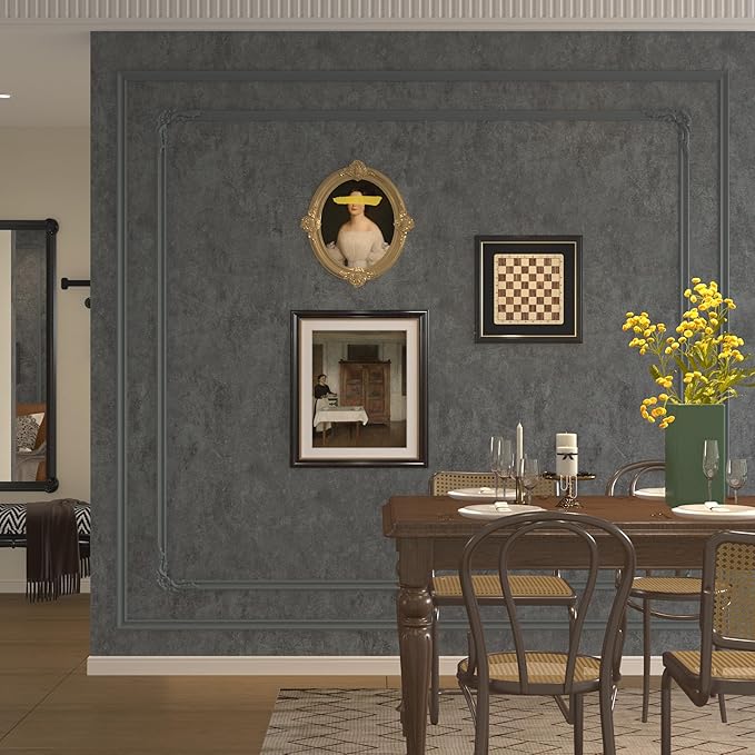 16"×354" Thick Dark Blue Grey Concrete Wallpaper Peel and Stick Waterproof Glossy Industrial Gray Concrete Contact Paper Vinyl Adhesive Cement Tile Sticker for Bedroom Bathroom Office Gym Walls