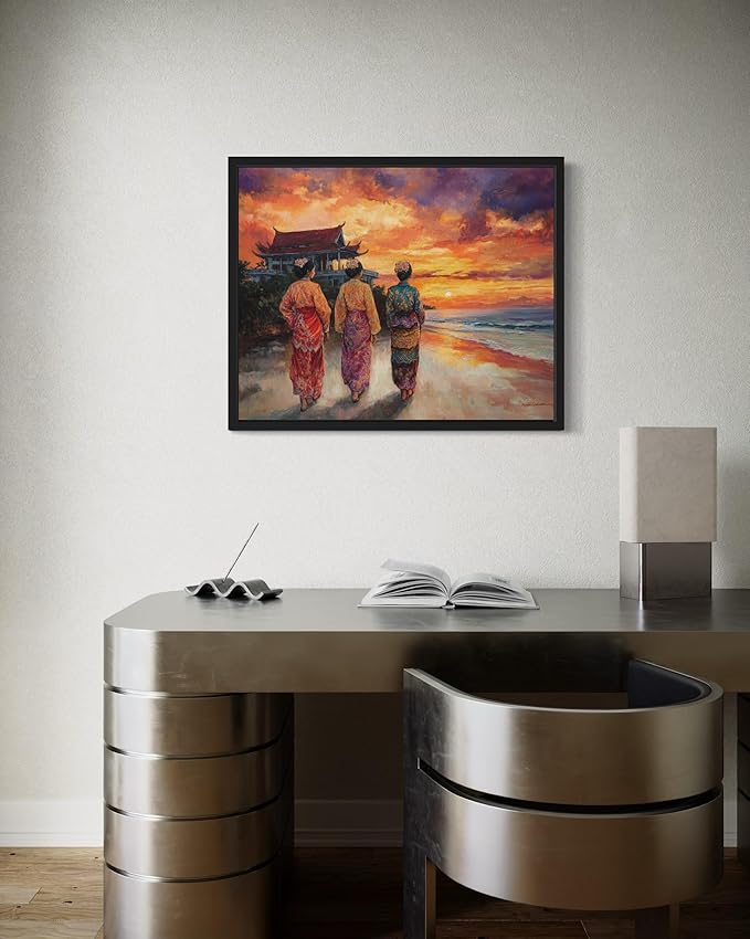 Malaysia Art Print Poster, Asia Oriental Countries Culture Wall Art Asian Paintings for Bedroom Bathroom Living Room Decor 97 (Malaysia, 11 x 14 inches, Black Frame)