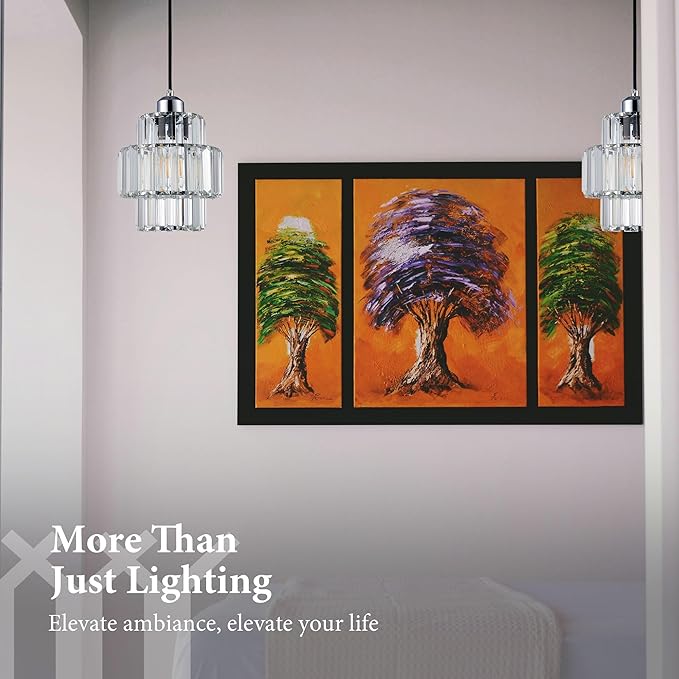 Modern Crystal Chandelier, 6"x7" Classic Crafted Pendant Light, Glass & Metal Hanging Light for Innovative Small Space Use in Dining Room, Kitchen Island, Bedroom, Living Room - Luminous