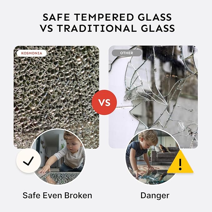 Kosmonia 36x24 Bathroom Vanity Mirror for Wall, Aluminum Framed, Farmhouse Rectangle, Anti-Rust, HD Reflection Anti-Desilvering, Distortion Free, Tempered and Shatter-Proof Wall Mounted Mirror, Black