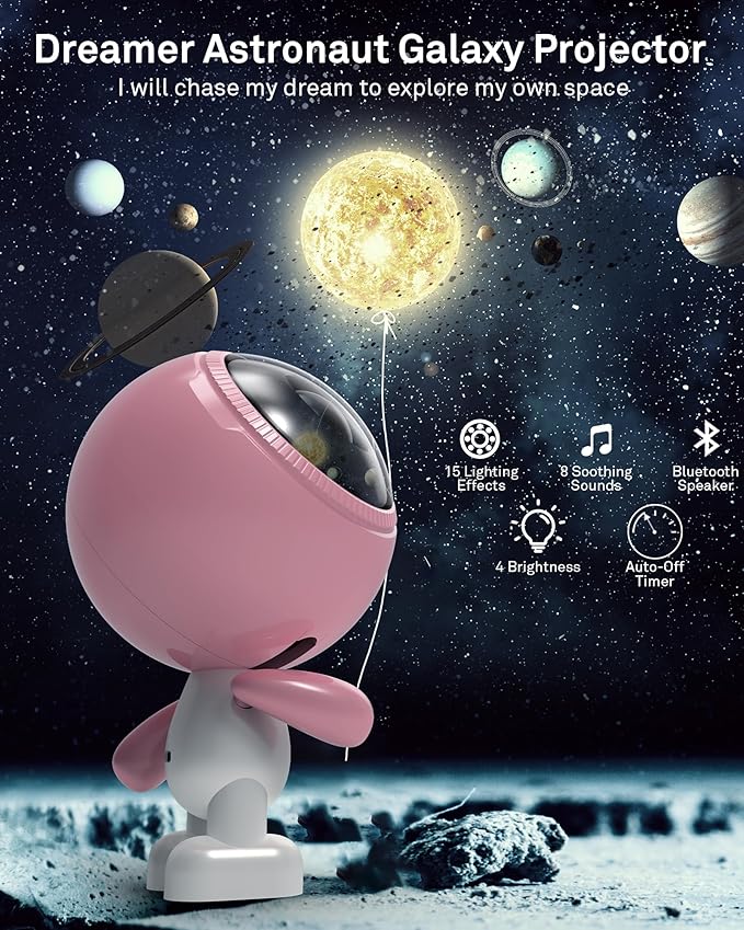AIRIVO Galaxy Projector, Astronaut Star Projector for Bedroom,Nebula Projector Night Light with Bluetooth Speaker & Remote,Room Decor Gifts for Girls,Women,Pink Lovers,Christmas