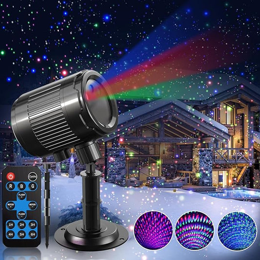 Christmas Laser Projector Light Outdoor: RGB 3 Colors Firefly Moving Laser Lights, IP65 Waterproof Star Projector Lights Show Decor for Garden Yard Holiday Party, Christmas Halloween New Year Gift