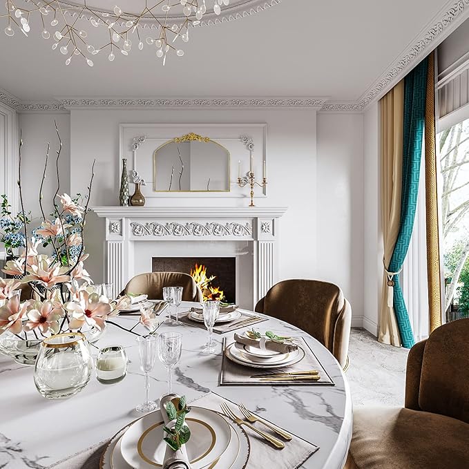 AIXI HOME Vintage Gold Arched Mirror 40"X31", Antique Baroque Mantel Wall Mirror with Ornate Metal Frame for Entryway/Fireplace/Living Room/Hallway/Bathroom/Bedroom