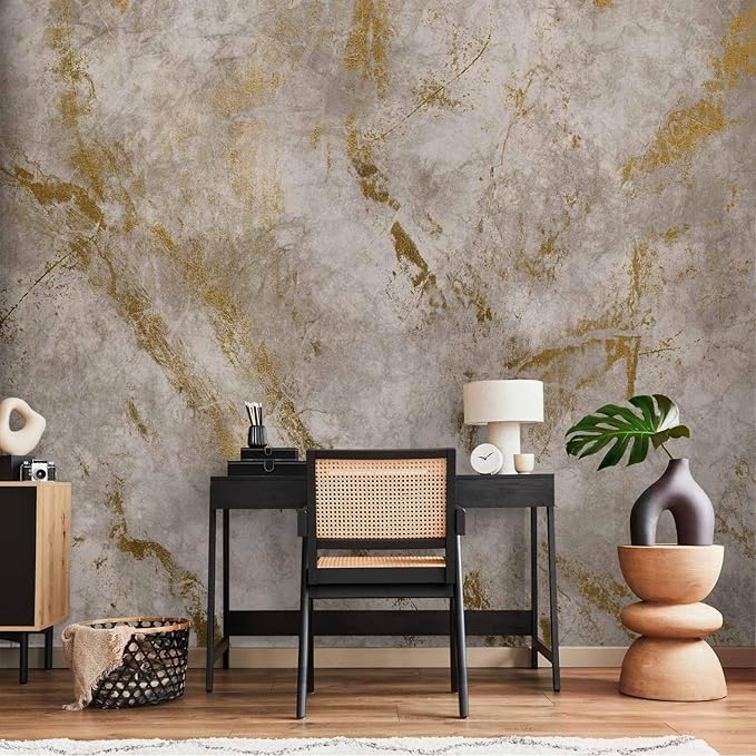 artgeist Premium Wall Mural Faux Cement 138x101 in - Non-Woven Wallpaper Fleece Wall Decor Photo Print Picture Image Design Home Abstract Structure f-A-10009-a-a