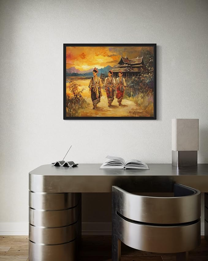 Laos Art Print Poster, Asia Oriental Countries Culture Wall Art Asian Paintings for Bedroom Bathroom Living Room Decor 97 (Laos, 11 x 14 inches, Unframed)