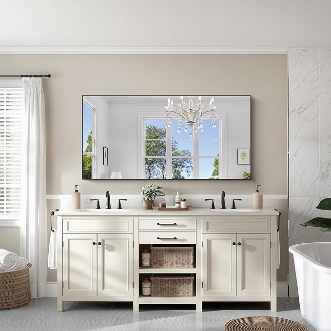 KOCUUY Bathroom Mirror, 30x60 Inch Large Black Mirrors for Wall, Rectangle Long Vanity Mirror with Aluminum Frame Modern Home Decor for Bathroom, Living Room, Entryway, Hang Horizontal/Vertical