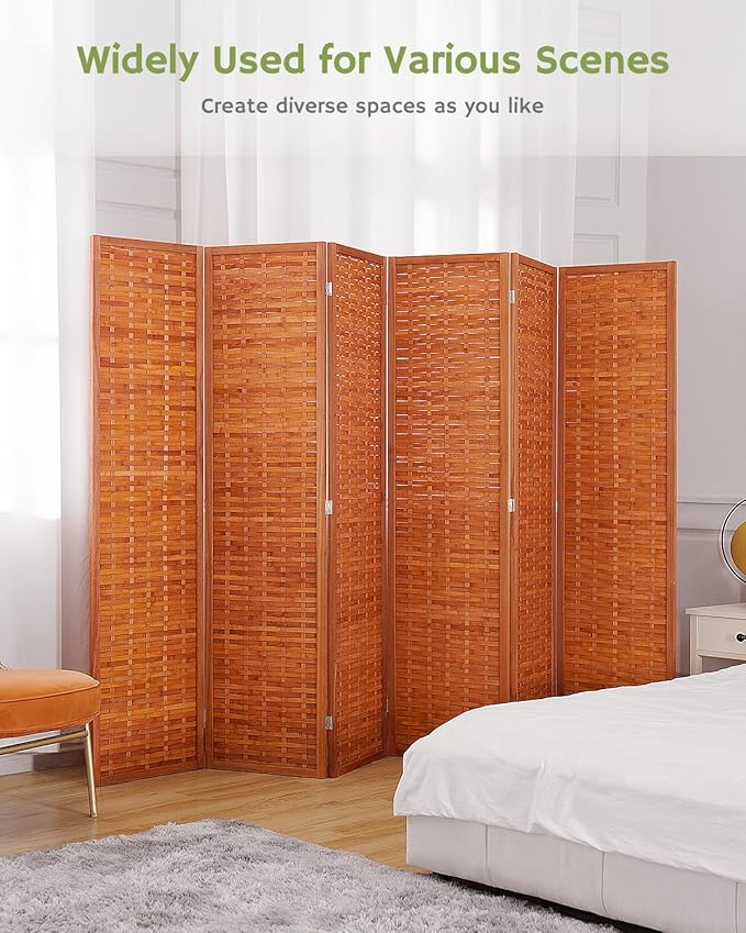 JOSTYLE 6ft Folding Privacy Screens 6-Panel Freestanding Room Dividers
