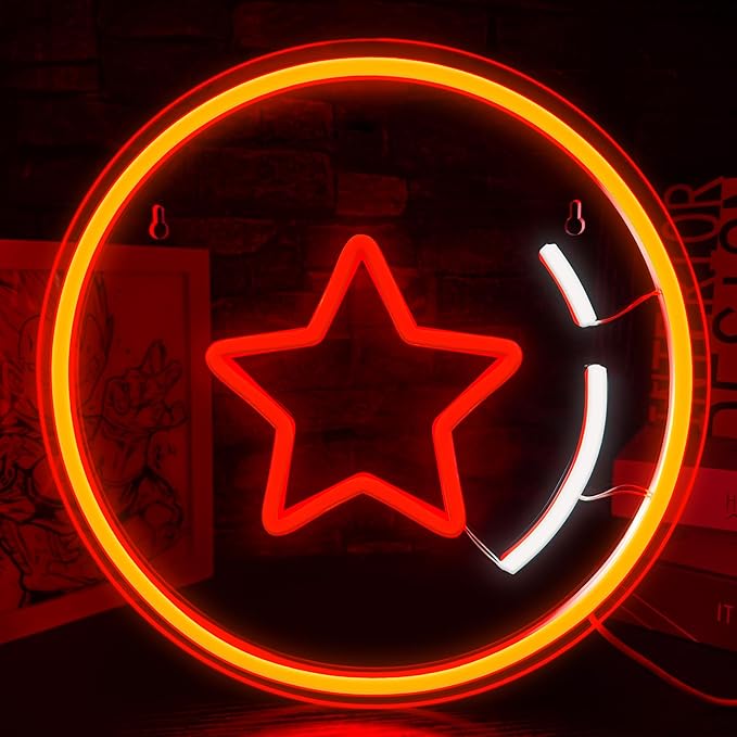 Anime Neon Sign, One Star Ball Neon Signs for Wall Decor, Dimmable Acrylic Neon Lights for Bedroom Livingroom Game Room Man Cave Birthday Party Decorations Gift