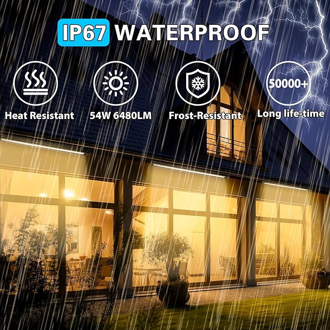 54W Outdoor LED Wall Washer Light, 40IN 6840LM 2700K Warm White Heavy Duty Aluminum LED Wall Washer Light Bar, 120V Waterproof IP67 Outdoor LED Light Bar for Patio Yard Garden, Plug in