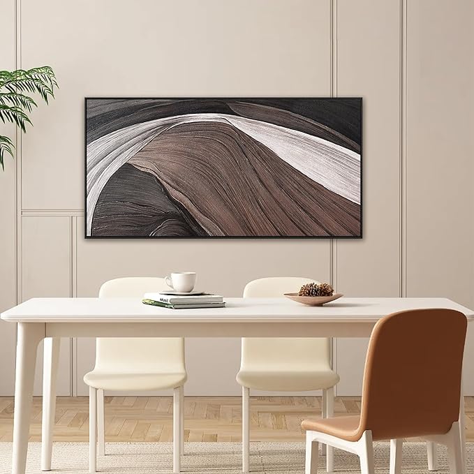 Abstract Wall Art Brown Canvas Art Wall Decor Print Abstract Wall Decor Modern Minimalist Black And White Canvas Painting Bathroom Picture For Bedroom Office Home Artwork 20" X 40" With Framed