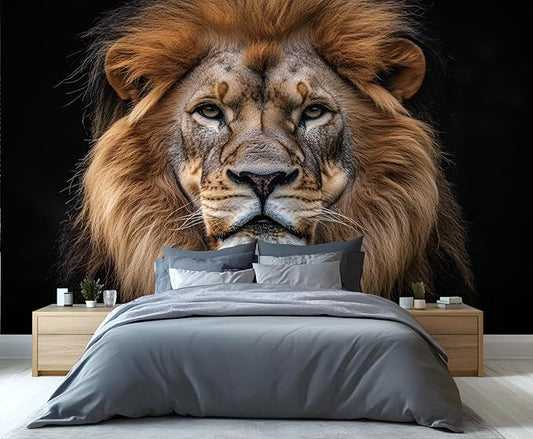 Lion King Mural Wallpaper, African Lion King Murals, 3D Wild Animal Murals Wallpaper for Living Room Bedroom Tv Background Wall Home Decor Mural (Not Peel Stick)