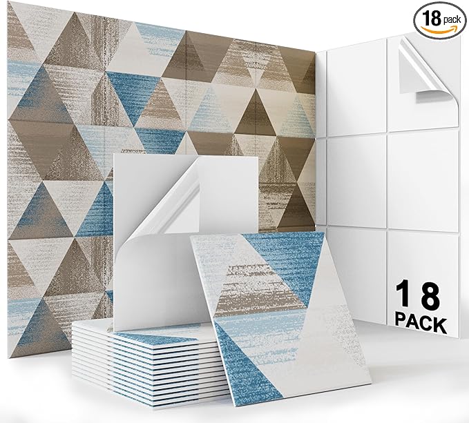 BUBOS 18 Pack Art Acoustic Panels Soundproof Wall Panel,11.8X11.8 Inches Sound Absorbing Panel,Self-Adhesive Decorative Acoustical Wall Panels, Acoustic Treatment for Home Office（Infinite Loop）