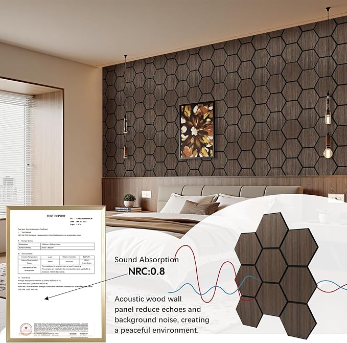 4 Packs Acoustic Wall Panels - Self-Adhesive 3D Wood Slat Wall Panel- Peel and Stick Sound Absorbing Panels for Noise Reducing - Feature Wall Decor for Home & Office