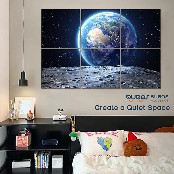 BUBOS 6 Pack Art Acoustic Panels Soundproof Wall Panel,70.8X47.2 Inches Large Sound Absorbing Panel,Self-Adhesive Decorative Acoustical Wall Panels, Acoustic Treatment for Home Office（Earth）
