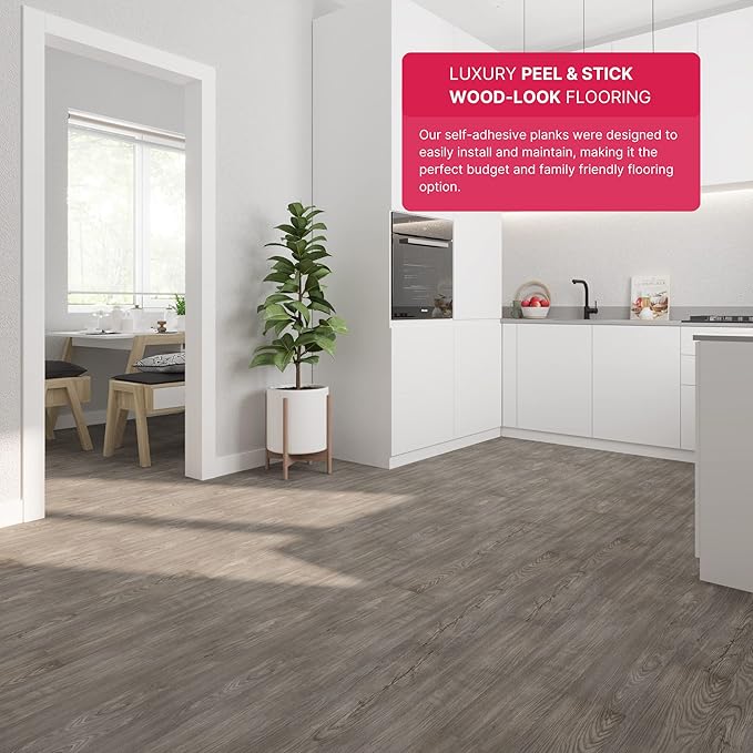 LUCiDA SURFACES Luxury Vinyl Floor Tiles-Peel & Stick Adhesive Flooring for DIY Installation-Sample Wood-Look Plank-6 inch x 12 inch