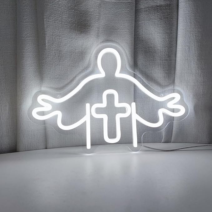 Neon Cross LED Cross Cross Neon Sign for Wall Decor, Christian LED Cross Light Cross Light for Room Bedroom Christian Wedding Party Wall Decoration Birthday Party, 13.7" x 9.3"