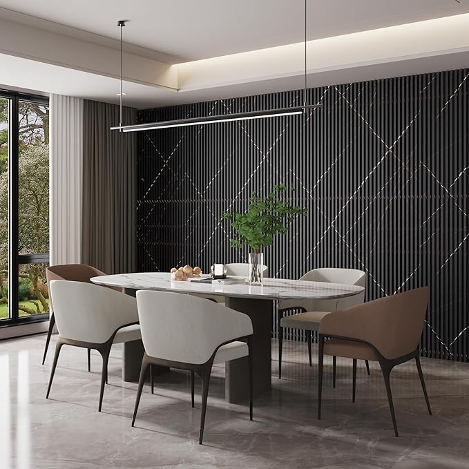 8-Pack WPC Slat Wall Panels, 96 x 6.6 in Decorative Acoustic Slats 3D Wall Panels, Water-Proof and Easy Installation, Granite