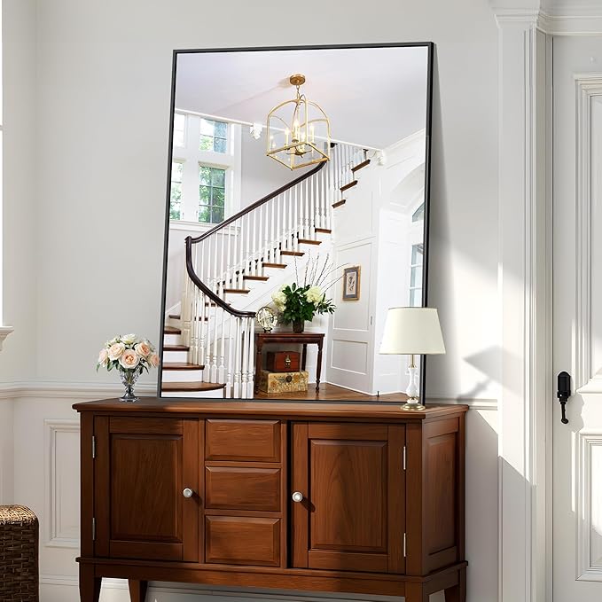 KOCUUY Bathroom Mirror Black, 48x36 Inch Rectangle Wall Mirror with Metal Frame, Black Vanity Mirror Modern Home Decor for Bathroom, Living Room, Farmhouse, Entryway, Hang Horizontal/Vertical