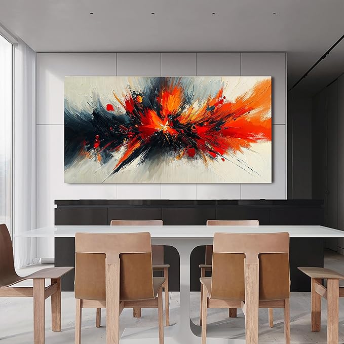 Abstract Canvas Wall Art Decor Large Black and White Wall Art Decor Large Artwork for Walls Wall Pictures for Living Room Modern Abstract Red Wall Art Prints Bedroom Office Wall Decor 29" X 58"