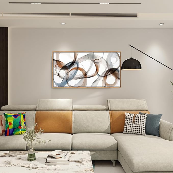 Abstract Wall Art - Framed Canvas Wall Art for Living Room, Bedroom, and Office - Minimalist Wood Wall Decor, Large Brown Art Prints, Kitchen bedroom wall art decor above bed