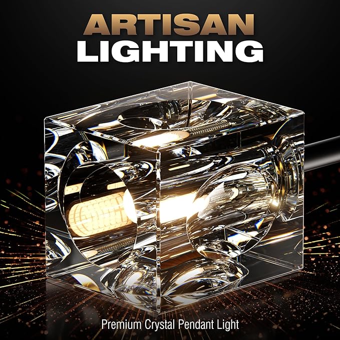 Crystal Ceiling Light Fixture with 13-Lights,Black and Gold Semi Flush Mount Ceiling Light,Modern Chandelier for Kitchen Island,Living Room,Bedroom,Dining Room