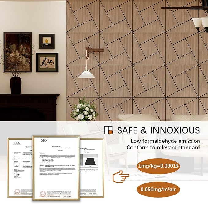 4 Packs Acoustic Wall Panels - Self-Adhesive 3D Wood Slat Wall Panel- Peel and Stick Sound Absorbing Panels for Noise Reducing - Feature Wall Decor for Home & Office