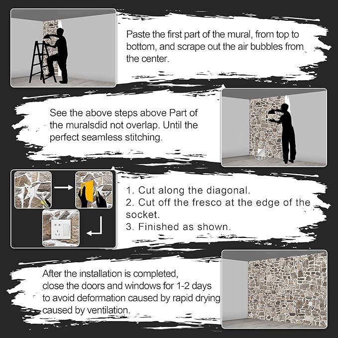 3D Rock Wallpaper Large Wall Mural for Living Room Bedroom (Papel tapiz para pared de habitatacion) 151" x 105" (It's not Peel and Stick)