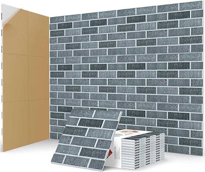 12Pack Acoustic Panels, Self-Adhesive 3D Brick Pattern Sound Proof Panels for Walls, Decorative Sound Dampening Wall Panels for Recording Studios, Offices, Home, 12"×12"×0.4", Lime Black