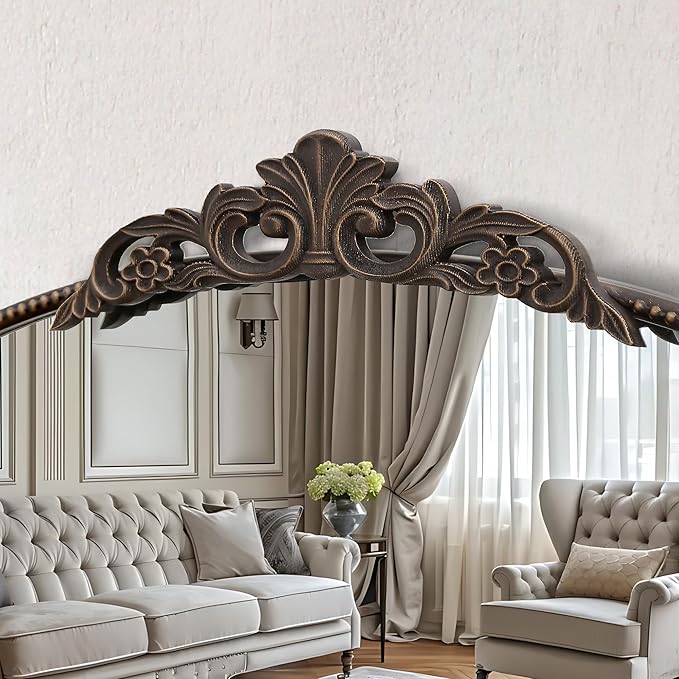 Micasso Large Antique Bronze Mirror: 40"x 29" French Baroque Vintage Mirror - Traditional Ornate Decorative Fireplace Mirrors for Wall/Mantel/Entryway/Hallway - Home Decor for Living Room