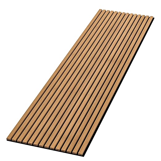 94" L x 24" W Acoustic Wood Wall Paneling, Decorative Sound Proof Panels for Walls and Ceilings, 3D Slat Wood Wall Panels (Set of 10) (American Oak)