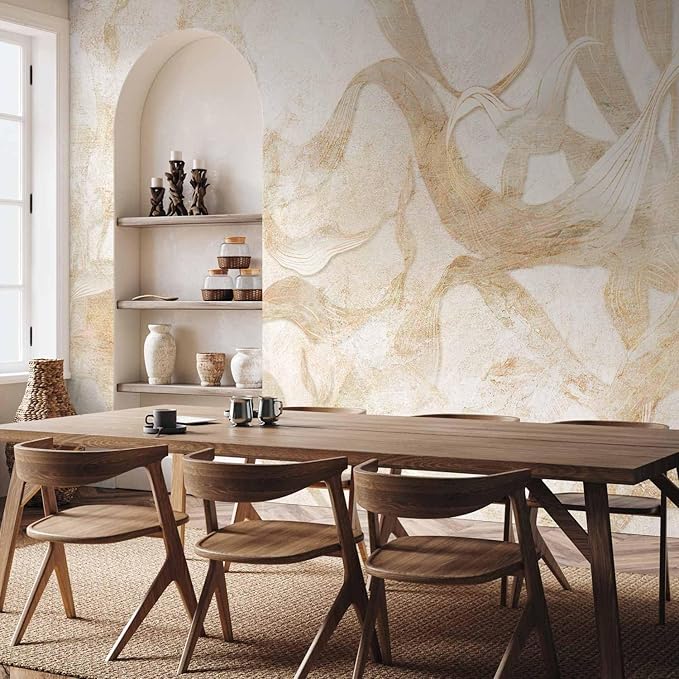 artgeist Wall Mural Faux Cement 135x101 in - Peel and Stick Self-Adhesive Wallpaper Removable Large Sticker Foil Wall Decor Print Design Mural Abstract Beige f-A-10118-a-a