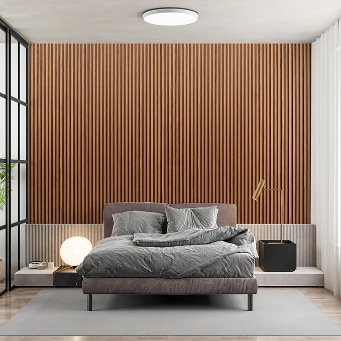Art3dwallpanels Wood Slat Wall Paneling, 104'' x 6.7'' WPC Soundproof 3D Wall Panels for Interior Wall Decor, 8 Pack Fluted Textured Panel Wall Slats, Teak