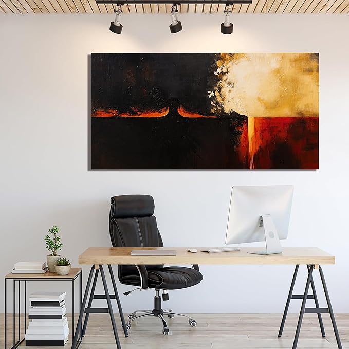 Canvas Wall Art Decor Wall Art Pictures For Living Room Black Red Vintage Wall Art Decor Abstract Art Work Decoration Modern Abstract Wall Art Prints For Bedroom Office Kitchen Wall Decor 24" x 48"