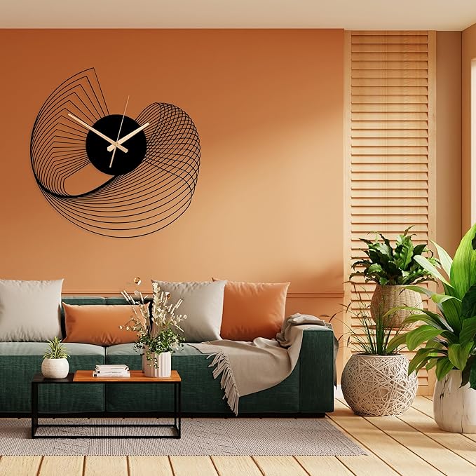 Abstract Large Metal Wall Clock - Modern Kinetic Sculpture Wall Art | Unique Geometric Silent Clock for Living Room, Office & Contemporary Home Decor (100x100 cm / 39x39 inches)