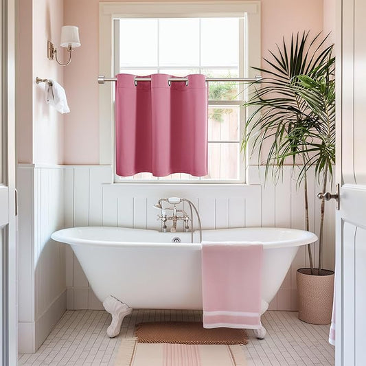 ChrisDowa Blackout Curtains 36 Inches Long for Living Room, Grommet Thermal Insulated Room Darkening Curtains for Bedroom (1 Panel Set, Pink, 52W x 36L)