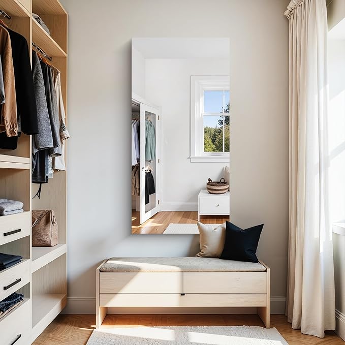 KOCUUY Frameless Mirror, 24x48 Inch Rectangle Bathroom Vanity Mirror for Over Sink, Upgraded Shatterproof Unframed Design for Bedroom, Living Room, Entryway